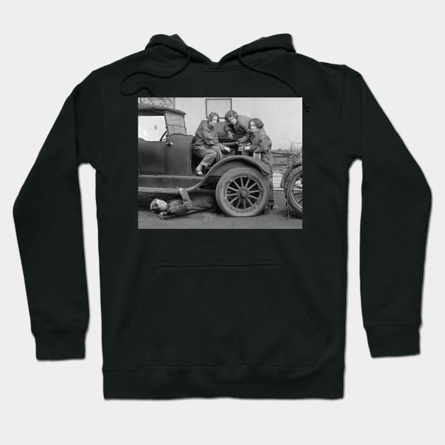 Young Lady Auto Mechanics, 1927. Vintage Photo Hoodie by historyphoto